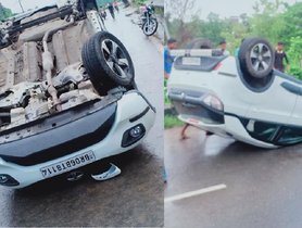5-star Tata Nexon Overturns Twice, Driver Walks Out Scratchless