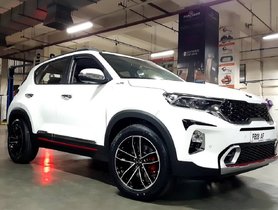 Here's a Kia Sonet GT with AFTERMARKET 17-inch Diamond-cut Alloys