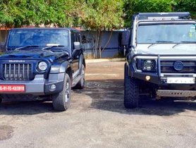 2020 Mahindra Thar Stands Alongside Kitted-up Force Gurkha To Show Size Difference