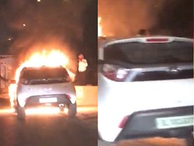 Tata Nexon Burns to Ashes in Nation’s Capital, ALL SAFE - VIDEO