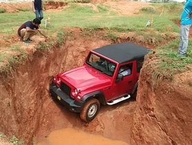 Watch 2020 Mahindra Thar Doing Narrow Off-road Pit