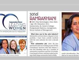 Sonal Ramrakhiani From Tata Technologies Among Top 100 Leading Women in North American Auto Industry
