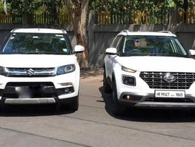 Hyundai Venue And Maruti Vitara Brezza Caught Standing Side By Side For The First Time