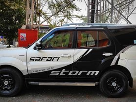 Tata Safari Storme Gets A Makeover With Black & White Decals