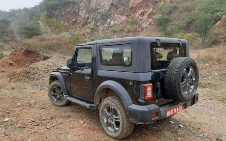 new mahindra thar rear three quarters