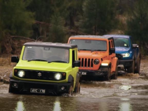  Suzuki Jimny contra Ford Ranger Raptor contra Jeep Wrangler Rubicon